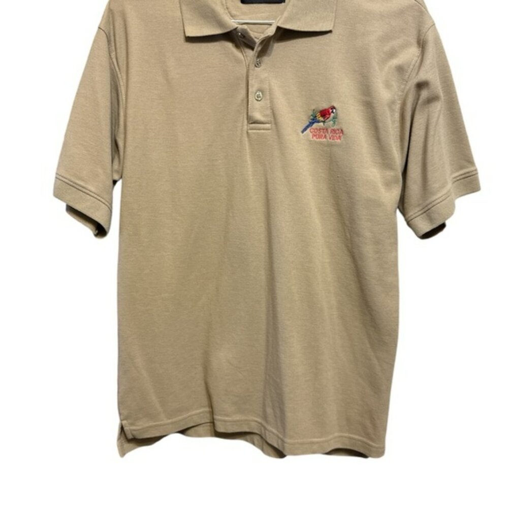 Tan Polo Shirt with Classic Collar and Relaxed Fit